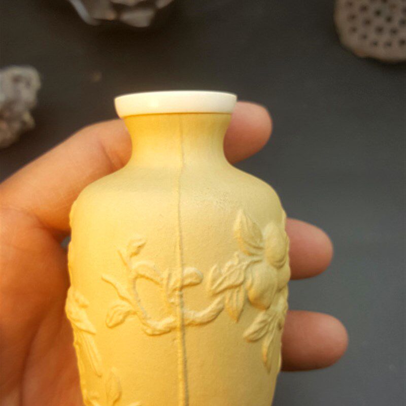 丰一阁精品猛犸圈口花模喜上眉梢圆瓶鼻烟壶瓶摆件葫芦匏器手把件
