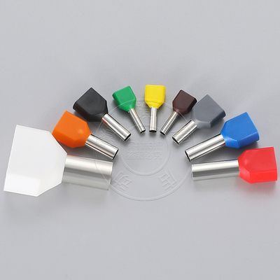 te0508双线管型冷压接线端子两线并线压线针式针线耳铜鼻针型欧式