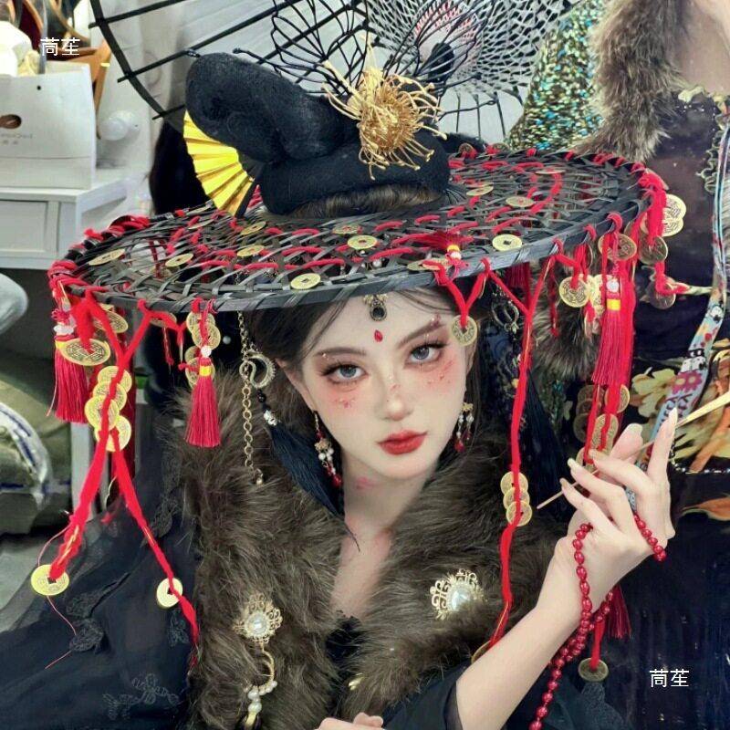 斗笠帽道诡异仙李火旺cos钱斗笠便宜古风影视拍摄竹编古装斗笠图片