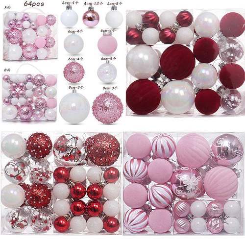 圣诞装饰电镀塑料球异形彩绘植绒圣诞球礼品圣诞球套装圣诞树挂件
