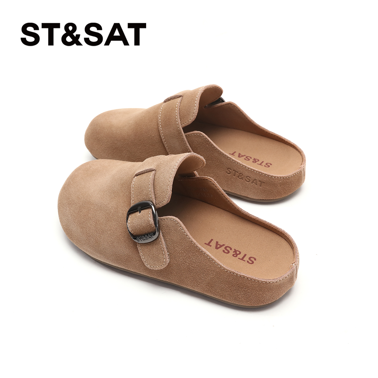 星期六真皮包头拖女勃肯鞋懒人鞋