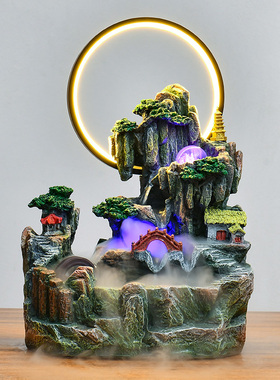 优选高山流水摆件循环水开业工艺品财源滚滚喷泉水车风水轮生财加