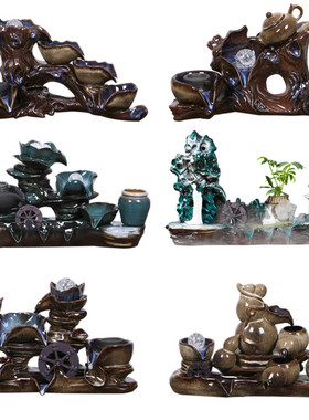 优选陶瓷自动循环流水养鱼盆过滤器室内鱼缸增氧喷泉瀑布招财造景