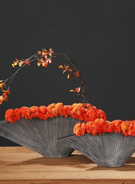 优选新中式复古扬帆起航花瓶套装仿真花多肉盆景装饰树脂摆件整体