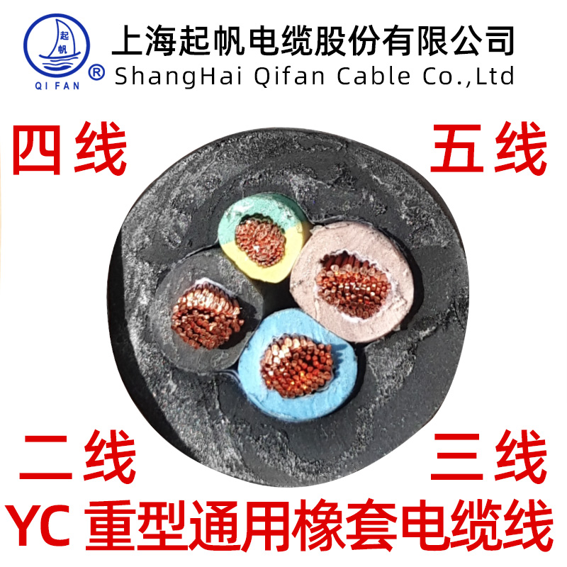 国标纯铜芯橡套线橡胶软电缆YC3*10/16/25/35+1*6/10平方三相四线