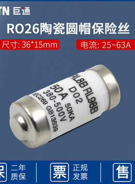 R026 RL98B RL8B 螺旋式陶瓷保险丝管 25A 35A 40A 50A 63A熔断器