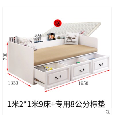 简约客厅沙发床榻榻米多功能两用储物收纳床单人床板式抽屉高箱床