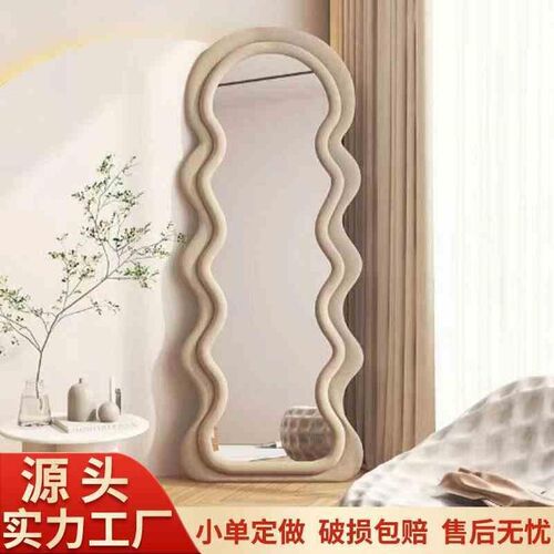 网红木质落地式波浪全...