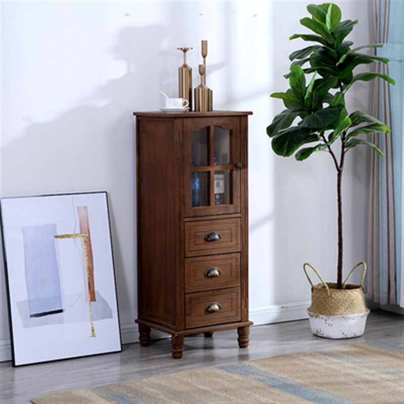 美式实木斗柜窄款抽屉柜客厅立柜储物柜卫生间电视边柜靠墙小酒柜