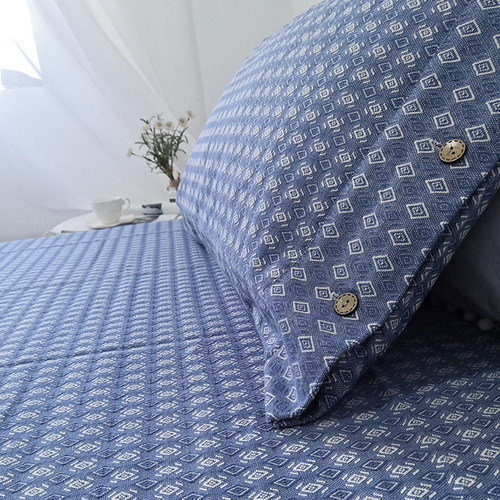 好货!纯棉提花加厚老粗布凉席加厚加密床单三件套凹凸有致透气