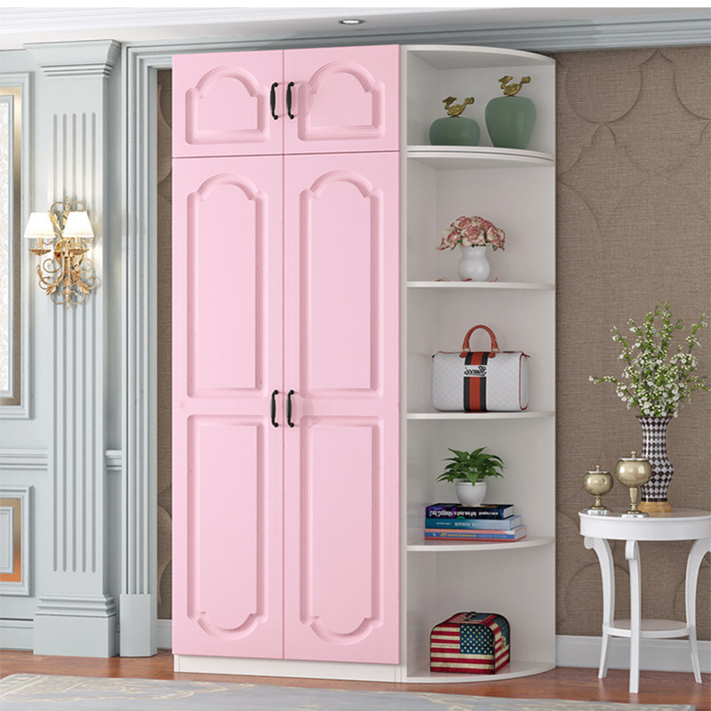 儿童衣柜实木质家用卧室宝宝两门粉色衣橱组装男孩宿舍网红经济型