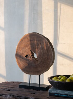 优选印尼进口装饰摆件柚木原木民宿样板间客厅书房桌面侘寂风装饰