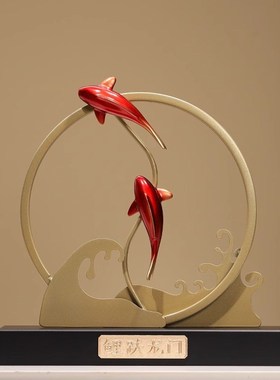 优选新中式摆件《鲤跃龙门》办公室书房客厅酒柜电视柜工艺品商务