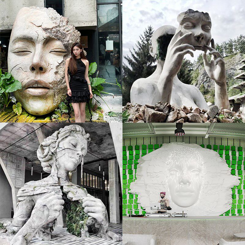 优选巨型人脸面具背景墙壁饰雕塑 咖啡奶茶酒吧KTV商场落地装饰摆,家居饰品,户外/庭院摆件,淘宝优惠券,粉丝福利购,淘宝优惠卷