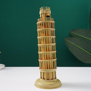 比萨斜塔模型复古工业风摆件放在酒柜上的装饰品小众店铺摆设物件