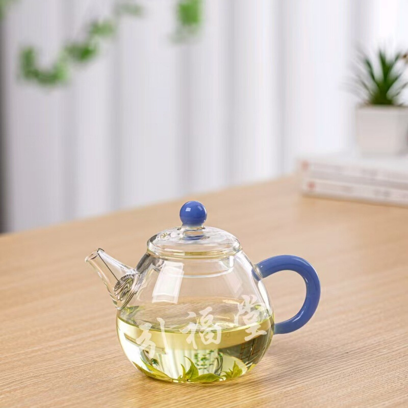 围炉煮茶壶高硼硅玻璃绿玉把泡茶壶电陶炉加热透明玻璃烧水煮茶壶