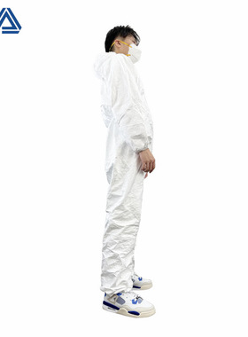 工厂直销TYPE5/6一次性PP+PE压条防护服65g可用于火车站EN1073