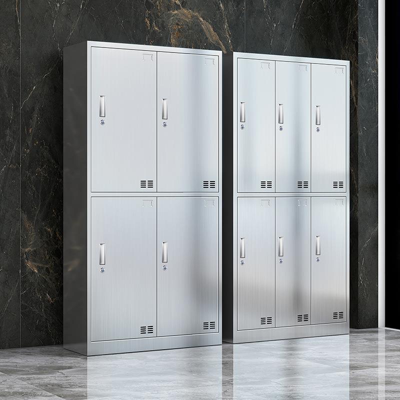 304不锈钢更衣柜子员工宿舍铁皮柜储物柜带锁多门换衣柜车间鞋柜