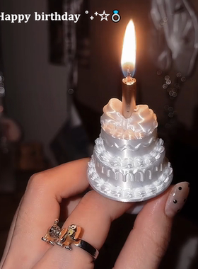生日蛋糕蜡烛戒指女款浪漫出片