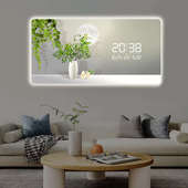 简约绿植电子钟万年历插电时钟客厅2025新款 家用时尚 日历挂钟LED5
