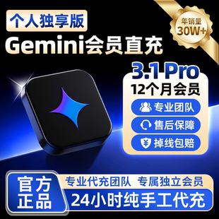 【Gemini3pro !稳定不降智】Gemini pro3.1 3.0个人独立会员代充