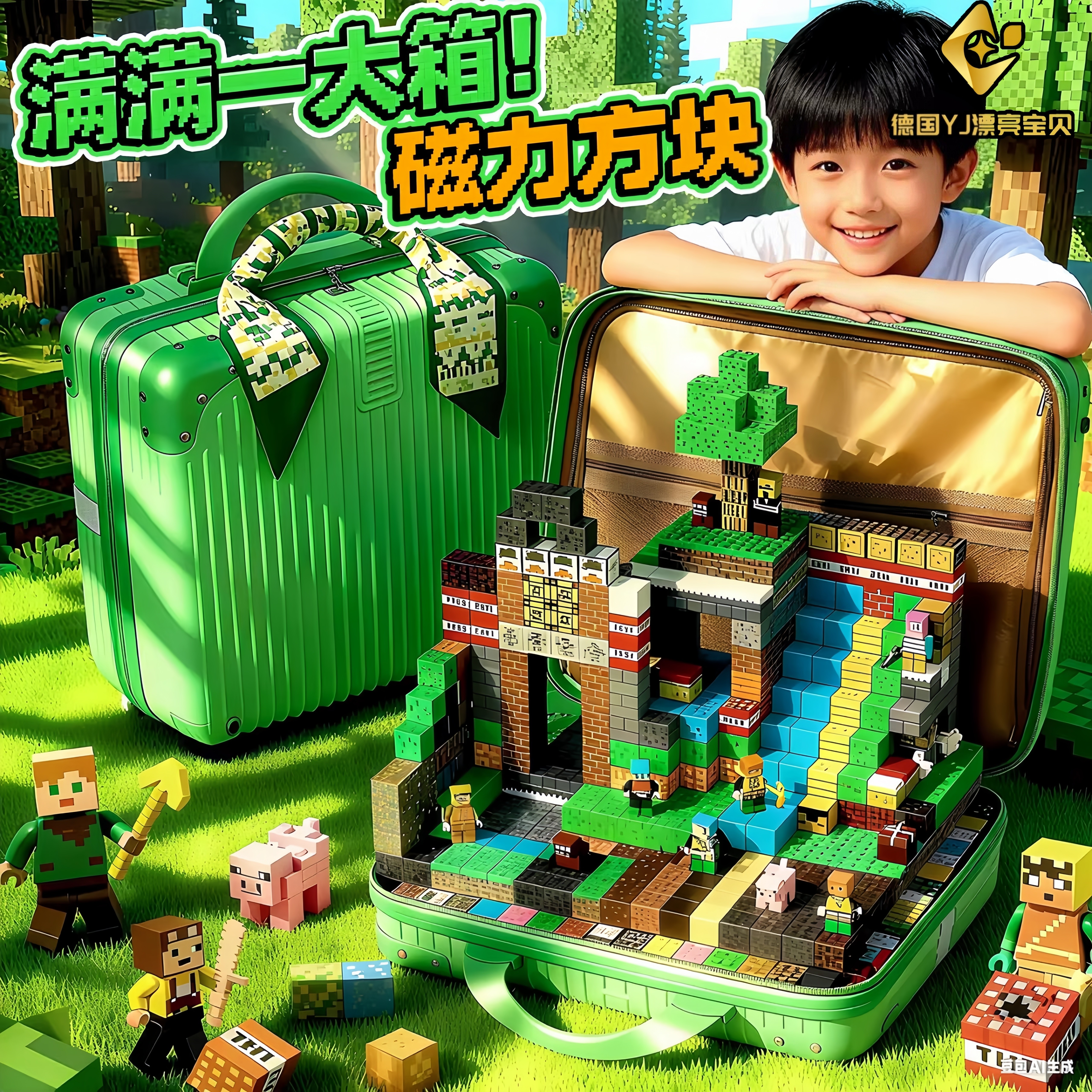 德国我的世界磁力方块全套正版积木玩具益智儿童小男孩子生日礼物,玩具/童车/益智/积木/模型,磁力片/磁性棒/磁性积木,淘宝优惠券,粉丝福利购,淘宝优惠卷