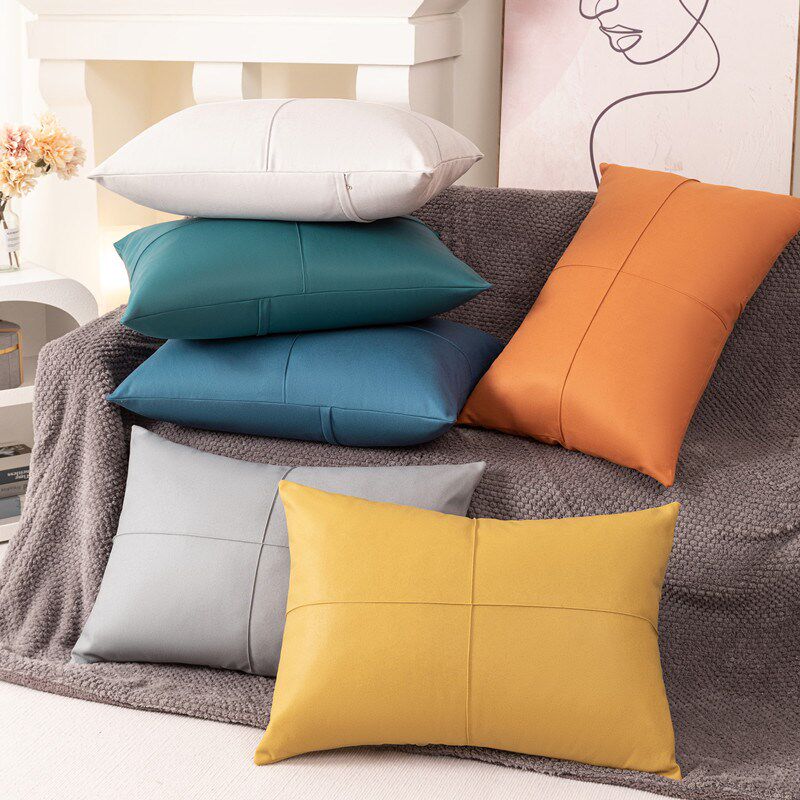沙发靠枕科技布长方形抱枕客厅长条枕头套不含芯大靠背护腰可拆洗