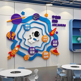 精选幼儿园科技节实验室文化墙贴科学区发现教室布置主题墙面装饰