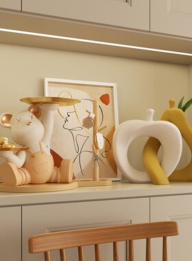 精选入户门口暴力熊钥匙收纳摆件创意客厅玄关茶几托盘装饰品乔迁