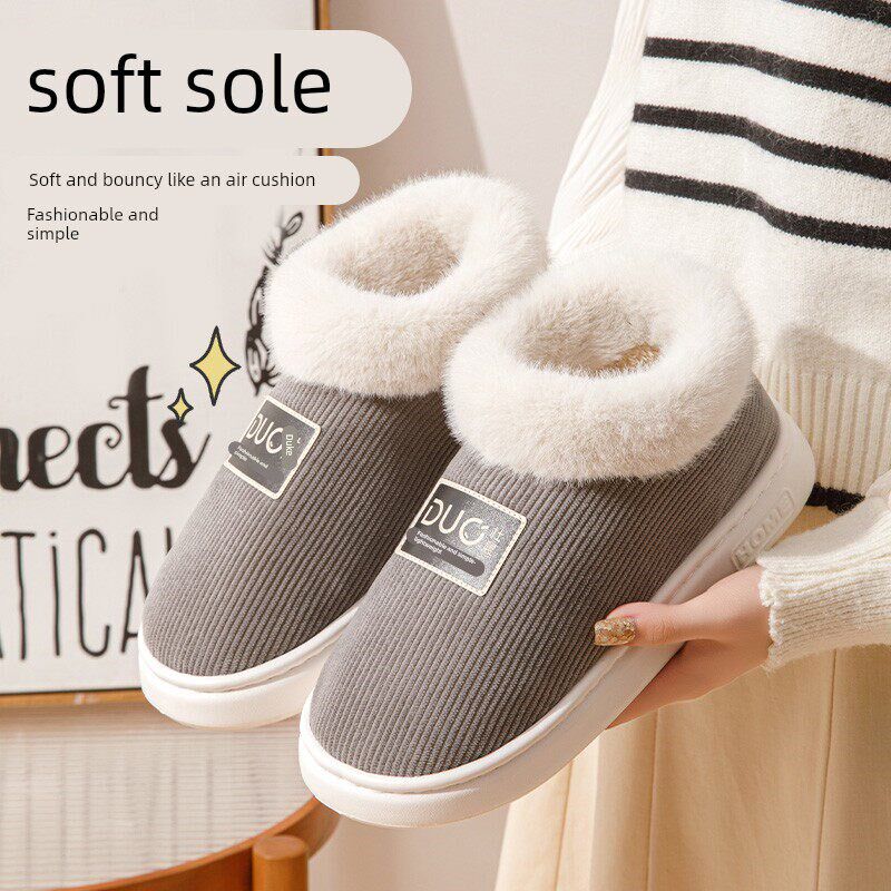 老人棉拖鞋男士秋冬季室内家居加绒厚底防滑全包跟保暖棉鞋可外穿