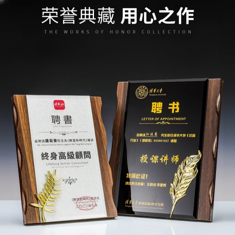 高级感聘书定制任命书委任专家聘书外壳内页A4刻字员工奖状摆台式