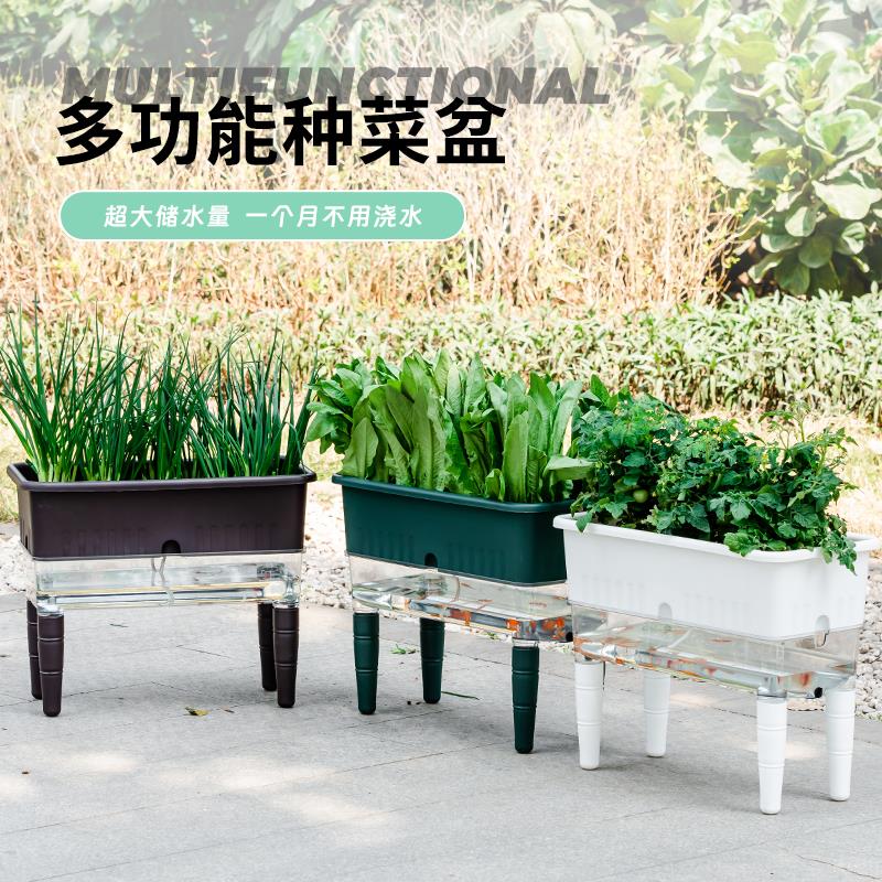 室内阳台种菜专用盆长方形自吸水懒人种花种蔬菜箱草莓特大号塑料