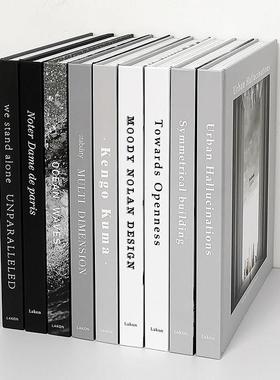 简约现代样板房装饰书可翻页仿真书售楼处客厅书房书柜层架摆件