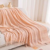 ins沙发毯轻奢纯色空调毯户外盖毯办公室午睡毯民宿装 饰毯春夏