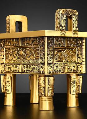 铜鼎摆件纯铜鼎盛千秋四方鼎家居玄关大号双龙鼎办公室门店聚财鼎