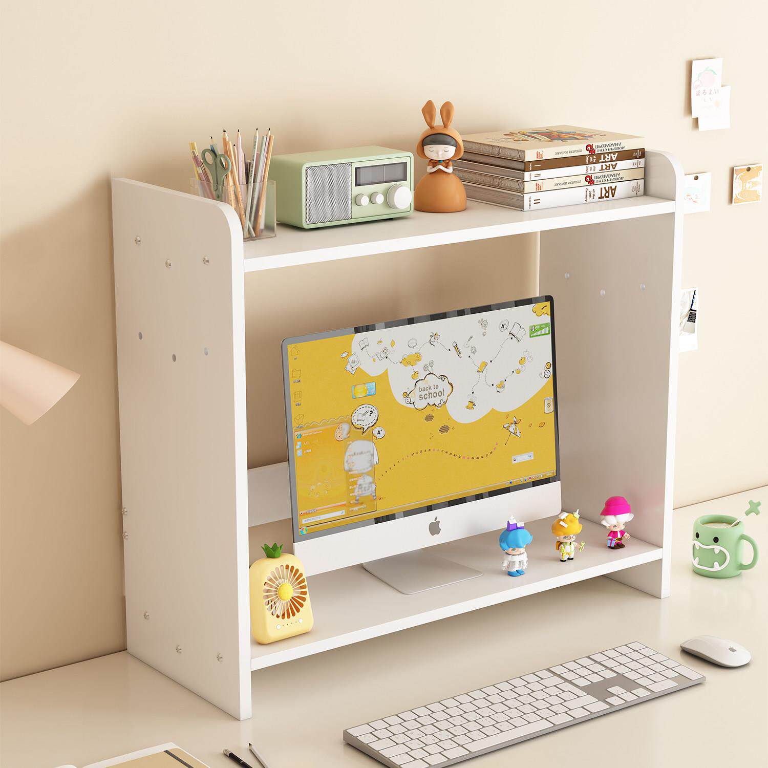 可定做32寸适用桌面收纳置物架双层电脑显示器增高收纳架办公书桌