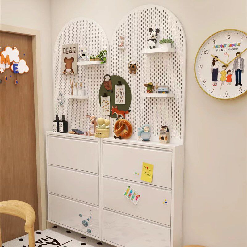 精选12-15cm超薄钢制翻斗鞋柜入户玄关鞋柜小体积防潮挂墙落地免