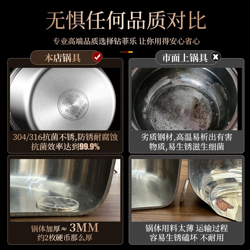 钻菲乐油炸桶304不锈钢家用小锅天妇罗专用多功能锅油炸锅油炸壶