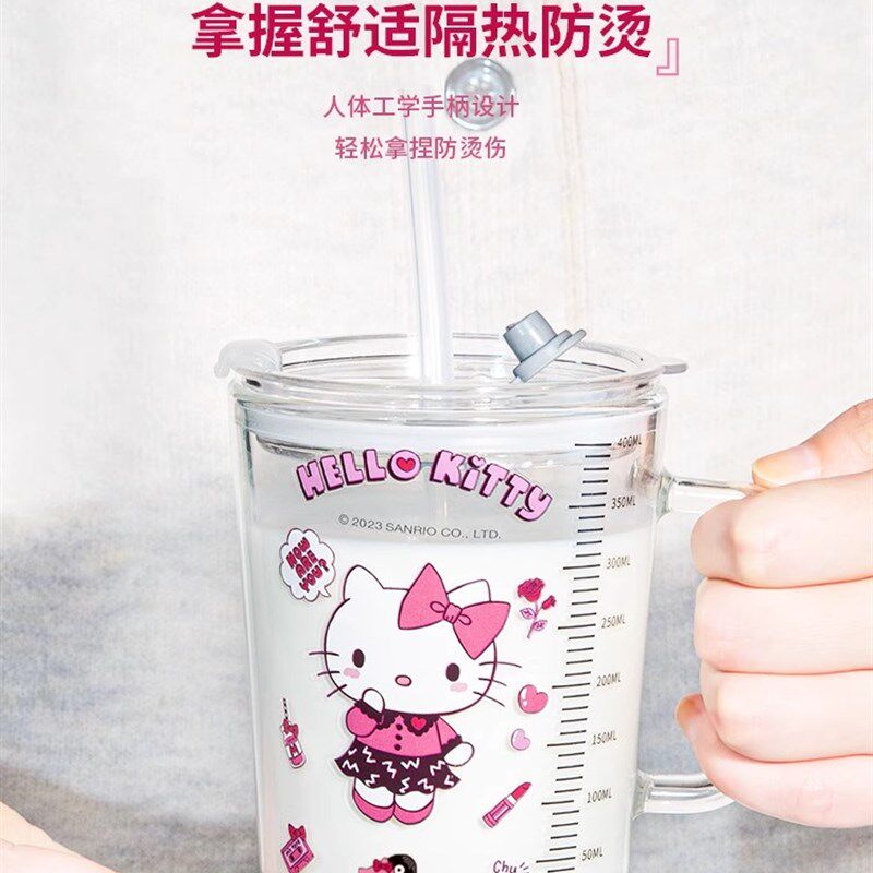 牛奶杯儿童水杯家用刻度3岁以上玻璃喝水微波炉加热冲泡奶粉专用