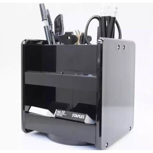 百利来PMP 935S黑色旋转套装笔筒多功能组合套装笔筒创意收纳盒