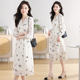 显瘦气质中长款 雪纺收腰修身 A字 碎花裙连衣裙女春季 长袖