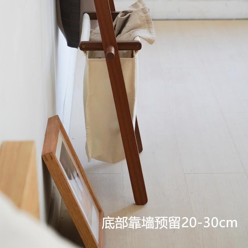 实木衣帽架落地卧室挂衣架家用小尺寸临时收纳架靠墙梯子次净衣架