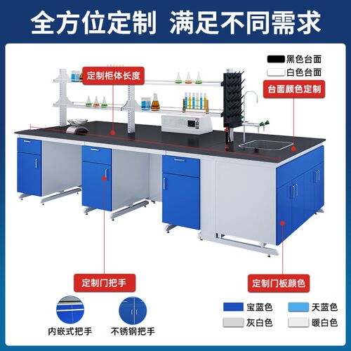广州全钢实验室工作台化学试验桌钢木实验台中央pp试剂架通风橱柜