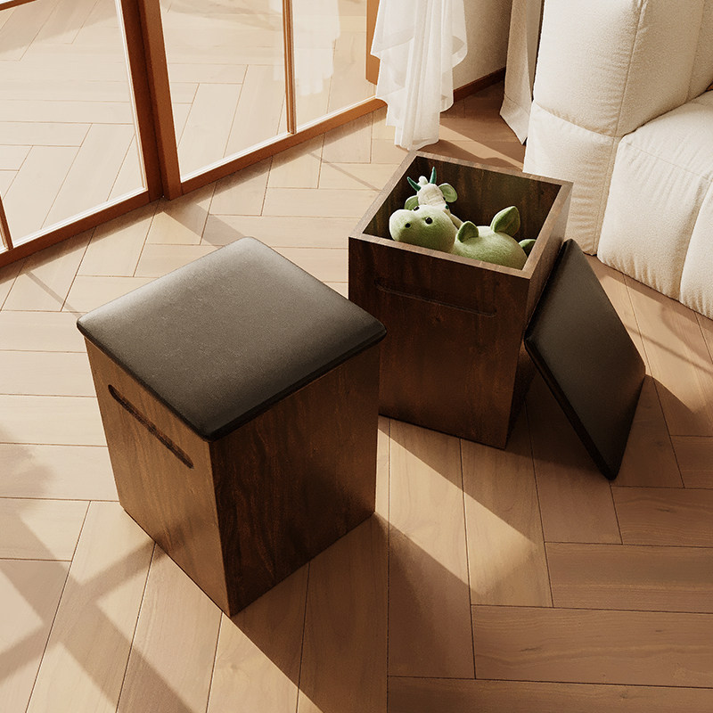 实木矮凳收纳凳可移动原木储物凳公寓换鞋凳木墩小户型家用结实