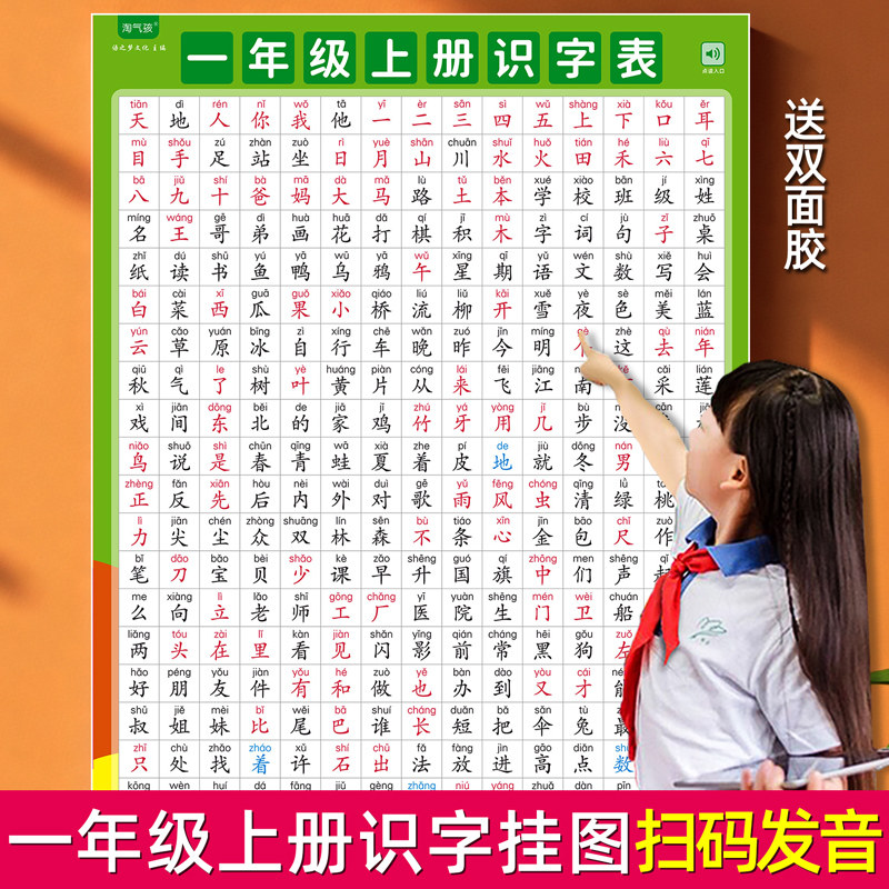 一年级识字有声挂图小学生幼儿早教启蒙数字认字英文字母教具墙贴