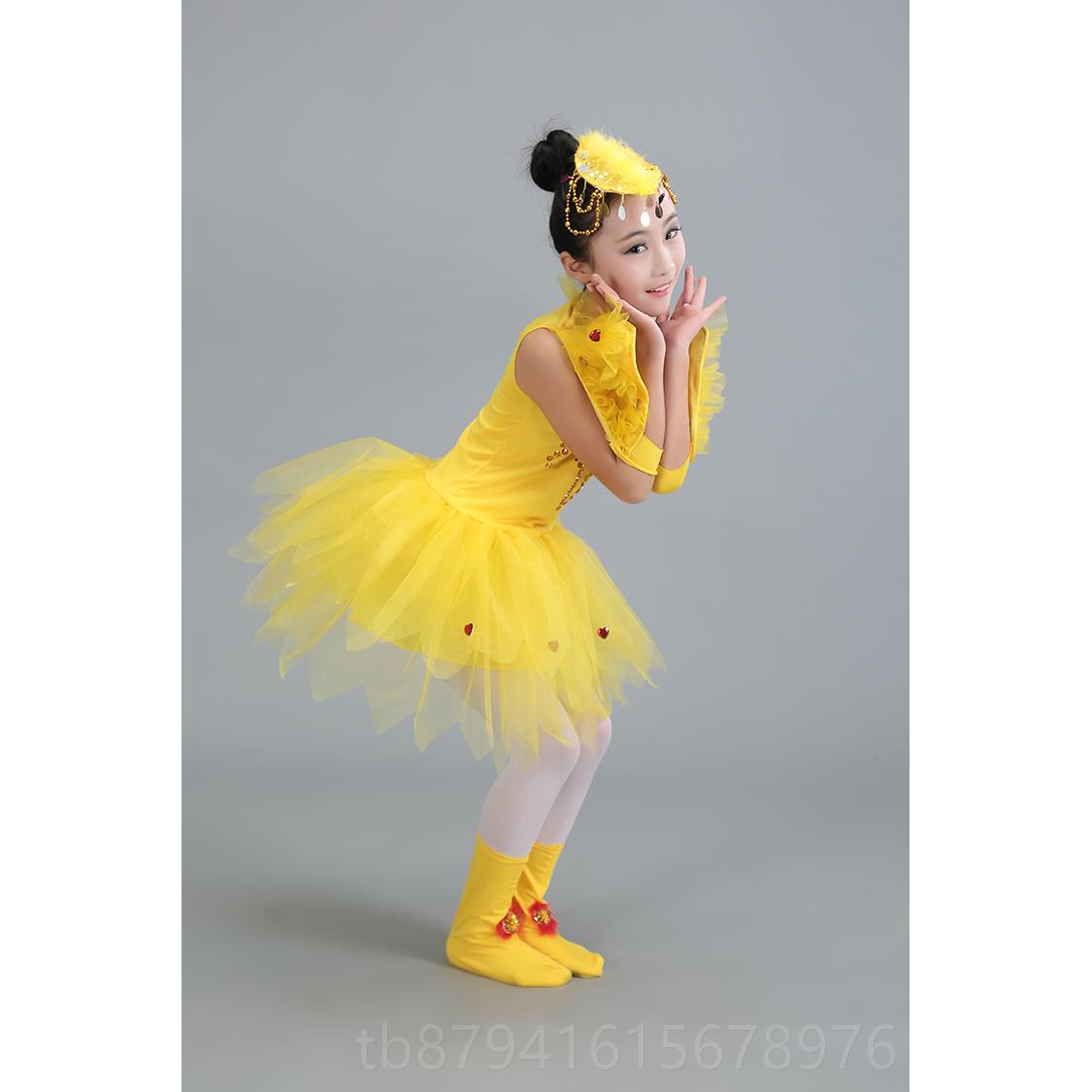 正品新款儿童小鸟舞蹈演出火烈鸟百服出动灵鸟物服装小鸡火鸡演服