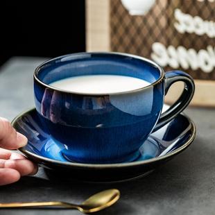 咖啡店日式 感窑变咖啡杯碟套装 陶瓷杯碟花茶杯牛奶杯子家用