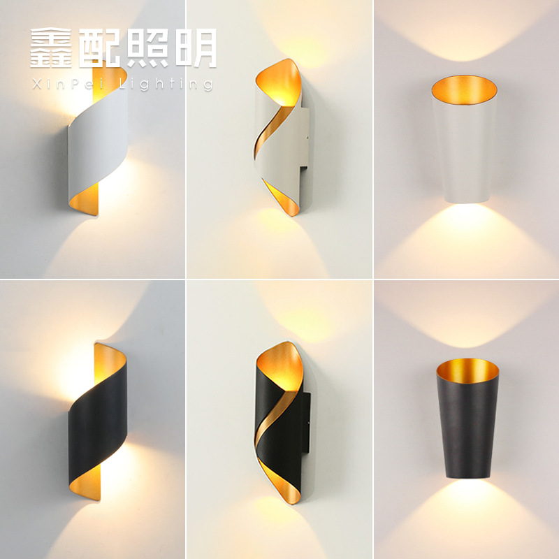 led户外螺旋双头壁灯外墙上下发光室外防水庭院洗墙灯阳台墙壁灯
