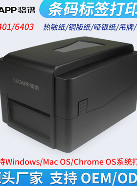 骆谱LT-6401/6403标签打印机铜板哑银热转印不干胶洗水唛条码机