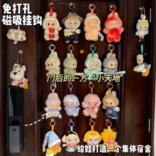 磁吸挂钩免打孔强力磁铁盲盒收纳冰箱展示门后挂钥匙旋转磁力挂钩